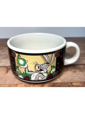 Vintage Looney Tunes Sylvester & Bugs Bunny Oversized Ceramic Coffee Mug 24 Oz